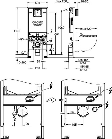 Система инсталляции для унитазов Grohe Rapid SLX 39598000, 3 в 1