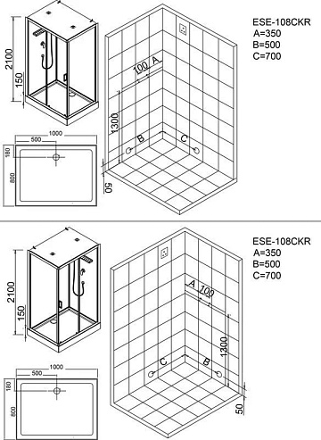 Душевая кабина Esbano Econom ESKE108CKR