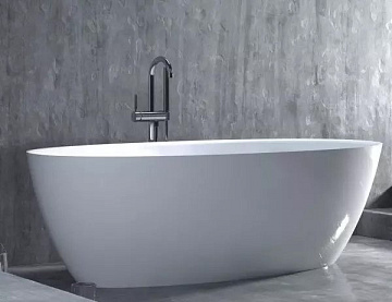 Ванна из искусственного камня Salini Alda 160x80 см, отдельностоящая, матовая белая, овальная, со сл