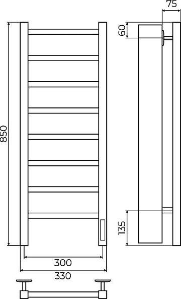 Полотенцесушитель электрический Terminus Ватикан П8 300х850