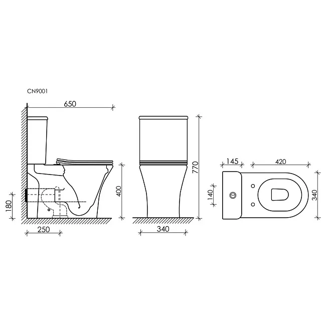 Чаша для унитаза-компакта Ceramicanova Fortuna Rimless CN9001-B с микролифтом Sancos — Оригинал