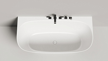 Ванна из искусственного камня Salini Sofia Wall S-Sense 160x80 см, пристенная, белая, овальная, с до