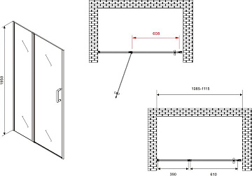 Душевая дверь в нишу Abber Sonnenstrand AG04110MS 110 см, профиль хром, стекло матовое