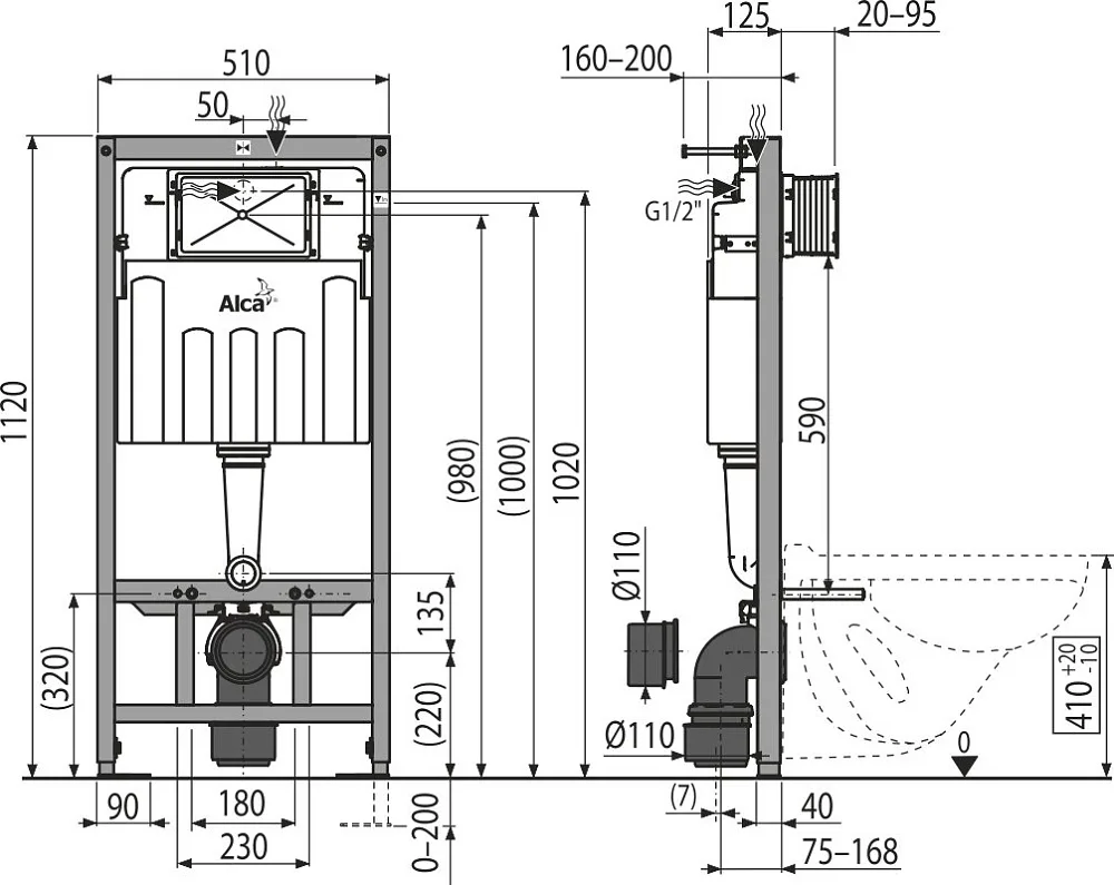 Система инсталляции для унитазов AlcaPlast A101 Sadromodul AM101/1120-0001 Sancos — официальный сайт