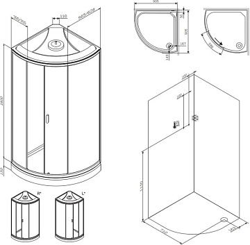 Душевая кабина AM.PM X-Joy W88C-401-090WT, с крышей, белый