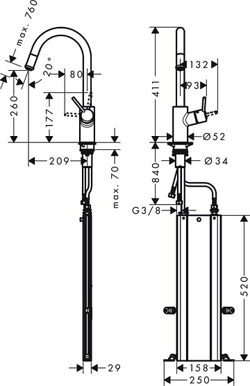 Смеситель для кухни Hansgrohe Talis M52 73864000 хром