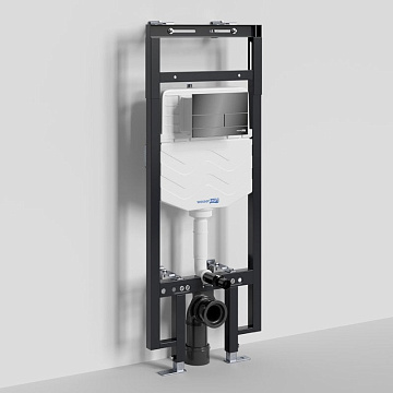 Система инсталляции для унитазов Wasserkraft Dinkel 58TLT.010.ME.PB04, с кнопкой смыва черной