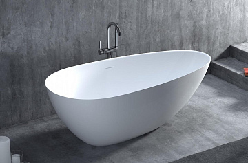Ванна из искусственного камня Salini Paola In S-Stone 160x75 см, отдельностоящая, матовая белая, ова