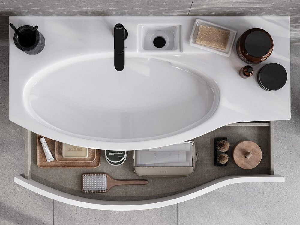 Тумба под раковину без столешницы KERAMA MARAZZI Riva 100, левая подвесная, белая матовая