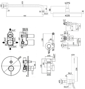 Комплект для ванной Paffoni Light KITZLIG015CR006 С ВНУТРЕННЕЙ ЧАСТЬЮ, хром