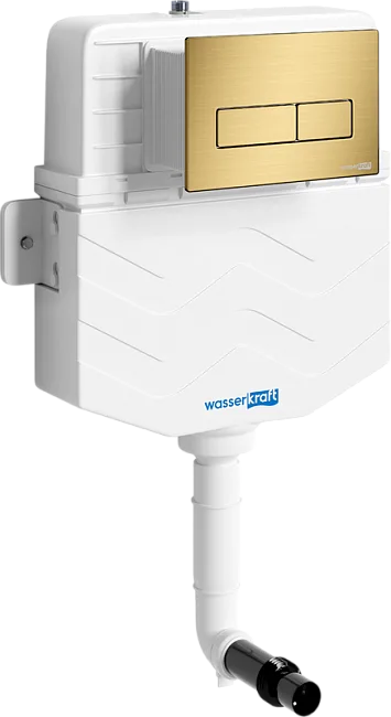 Смывной бачок скрытого монтажа Wasserkraft Aller 10TLT.031.ME.MG03, с кнопкой смыва матовое золото Sancos — Оригинал