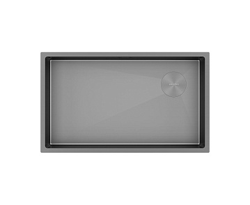 Мойка кухонная Paulmark Next-Skew 74 UNI, PM887444-GM-M вороненая сталь