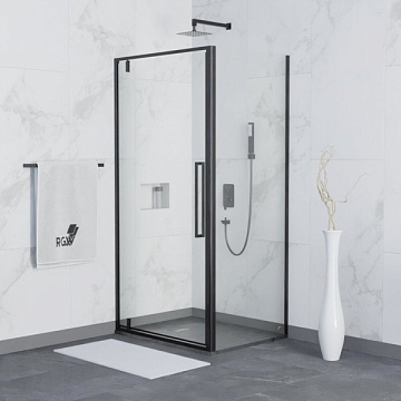 Душевой уголок RGW Stilvoll SV-02B+90 см (79-82)x90x200 профиль черный матовый, стекло прозрачное