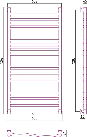 Полотенцесушитель водяной Сунержа Флюид + 120x60