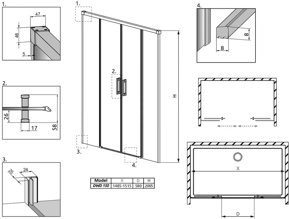 Душевая дверь в нишу Radaway Idea Black DWD 150 Sancos — официальный сайт