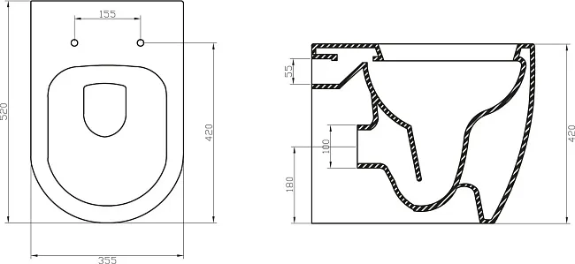 Унитаз приставной напольный BelBagno Marino BB105CBR сиденье BB2034SC с микролифтом, безободковый, г Sancos — Оригинал