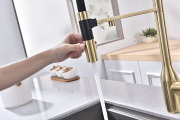 Смеситель для кухни Paulmark Magneto One Ma213188-LG, светлое золото