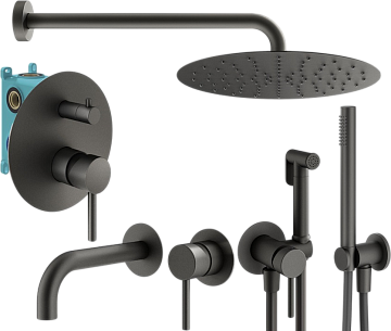 Комплект для ванной Plumberia Selection Ixo KITZXO18GR210 С ВНУТРЕННЕЙ ЧАСТЬЮ, графит матовый