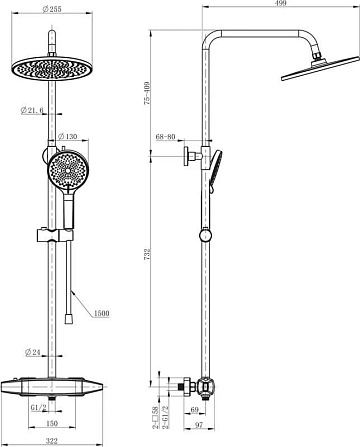 Душевая стойка Wonzon & Woghand NEO WW-B3035-A1-CR, хром