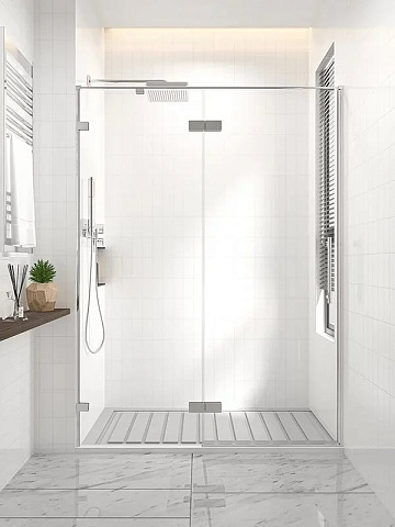 Душевая дверь в нишу Veconi Premium Alassio CH 150x200, профиль матовый хром, стекло прозрачное