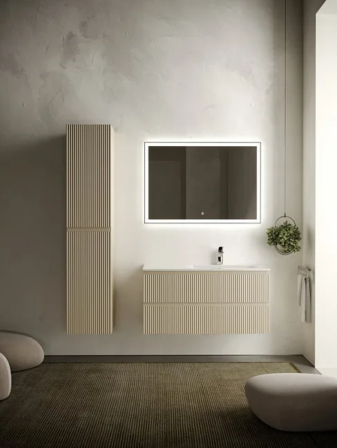 Тумба под раковину Sancos Snob R 100 подвесная Beige soft (капучино), SNR100RCE Sancos — Оригинал