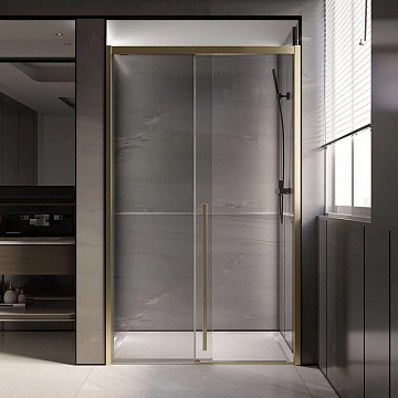 Дверь для душевого уголка Veconi Premium Trento PTD-30G 120 см, профиль брашированное золото, стекло