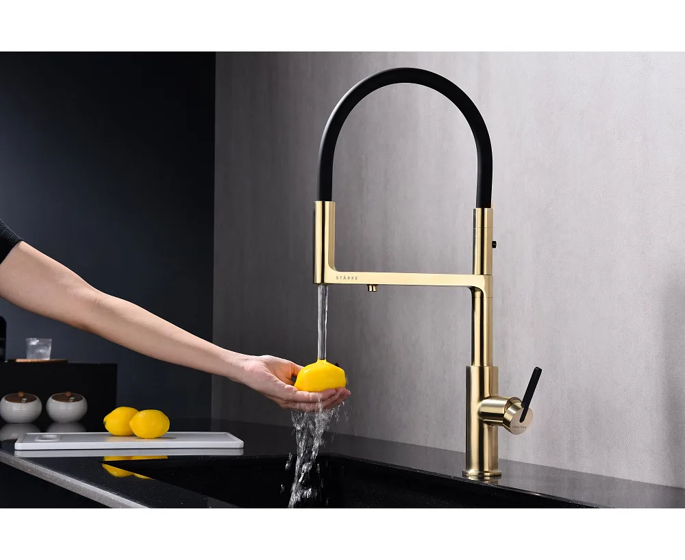 Смеситель для кухни Paulmark Tornado To213402-LG, светлое золото Sancos — официальный сайт