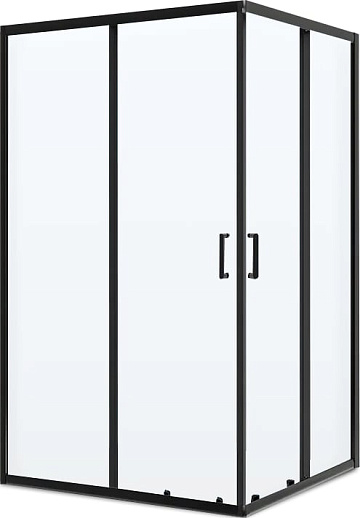 Душевой уголок BelBagno Uno -195 AH 2 120/90 C Nero профиль черный, стекло прозрачное