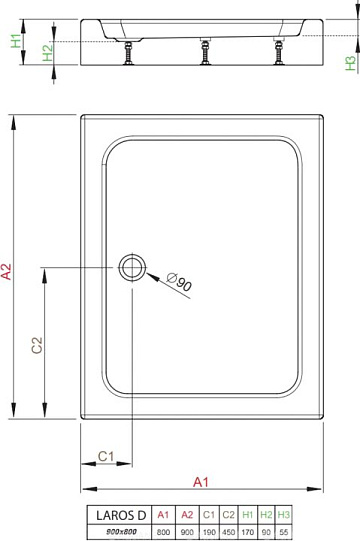 Поддон для душа Radaway Laros D 80x90
