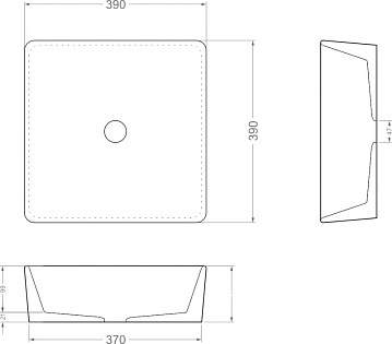 Накладная раковина Uperwood Square 291020211 39х39 см, графит
