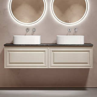 Тумба с раковиной Sancos Very 160 beige soft, столешница черный мрамор TT160A1, раковина CN6052