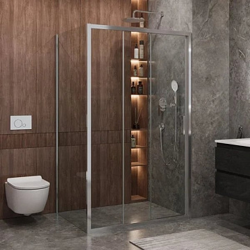 Душевой уголок Cezares Molveno AHF 31 120+90 C CR IV 120х90 см, профиль хром, стекло прозрачное