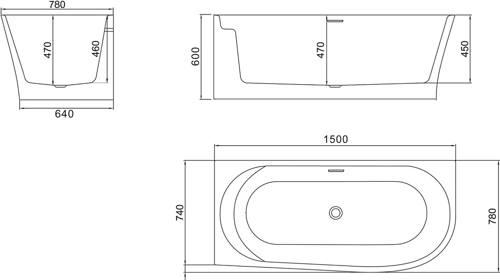 Акриловая ванна BelBagno BB410-1500-780-L без опоры 150x80 см, левая, пристенная, белая, со сливом-п Sancos — официальный сайт