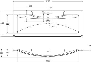Мебельная раковина BelBagno BB1200/455-LV-ART-ALR-NERO черная матовая