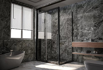 Душевой уголок Veconi Premium Trento PTC-SP-30B 150x100, профиль черный матовый, стекло прозрачное