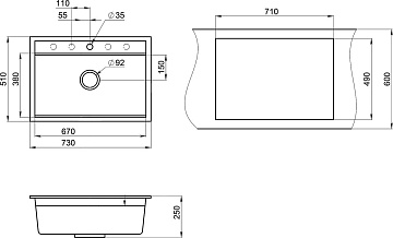 Мойка кухонная Granula Kitchen Space 7301, арктик