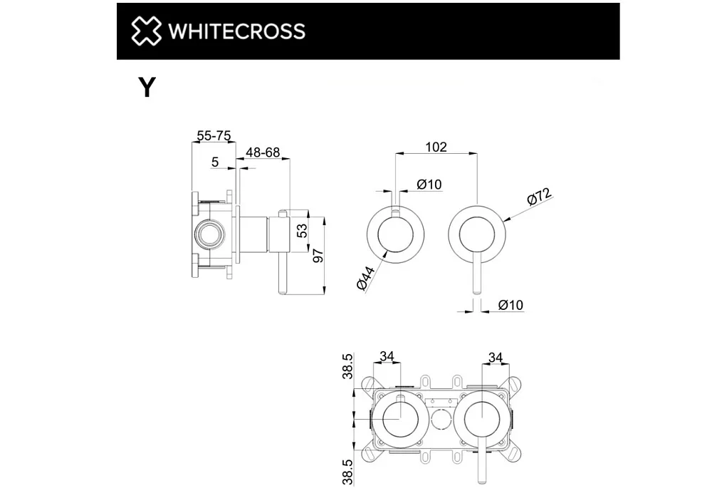 Встраиваемый смеситель WHITECROSS Y Y1243GM для душа С ВНУТРЕННЕЙ ЧАСТЬЮ, оружейная сталь Sancos — официальный сайт