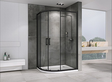 Душевой уголок Abber Schwarzer Diamant AG01119B 110x90, профиль черный, стекло прозрачное