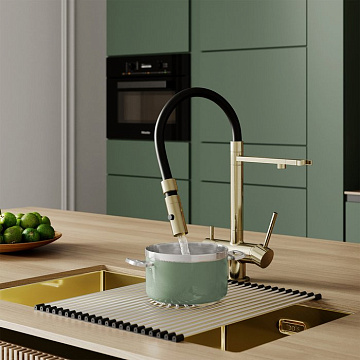 Смеситель для кухни IDDIS Ace ACEMGFFi05 матовое золото, с гибким изливом