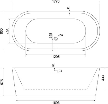 Акриловая ванна BelBagno 175x80 см, BB109-177-80