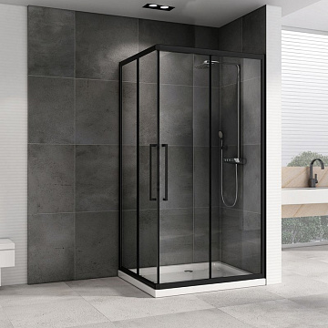 Душевой уголок Abber Schwarzer Diamant AG02129BH 120x90, профиль черный, стекло прозрачное