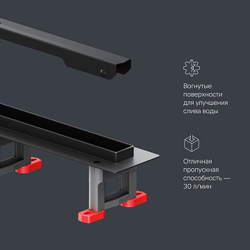 Душевой трап (лоток) AM.PM MasterFlow Slim line 60 см, черный матовый