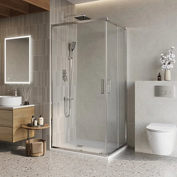 Душевой уголок BelBagno Luce AH-2-120/90-C-Cr 120x90, профиль хром, стекло прозрачное