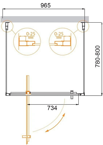 Душевой уголок Cezares Molveno BA2 100+80 C Cr IV 100х80 см, профиль хром, стекло прозрачное