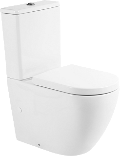 Унитаз-компакт напольный BelBagno Sfera-r BB2141CPR BB865SC с микролифтом, безободковый, глянцевый б