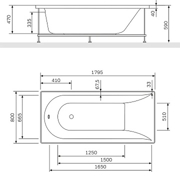Акриловая ванна AM.PM Spirit V2.0 180x80 см, W72A-180-080W-A2