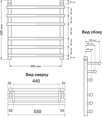 Полотенцесушитель водяной Indigo Just Shelf LJSHW60-50 серебристый
