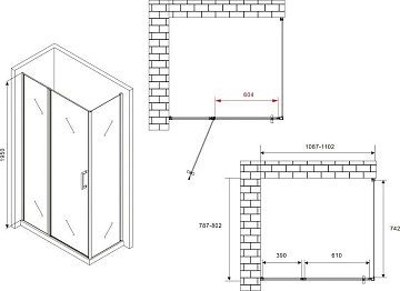 Душевой уголок Abber Sonnenstrand AG04110MS-S80M 110x80, профиль хром, стекло матовое