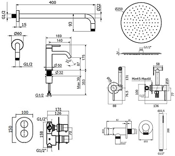 Комплект для ванной Plumberia Selection Ixo KITZXOT18CR53 С ВНУТРЕННЕЙ ЧАСТЬЮ, хром