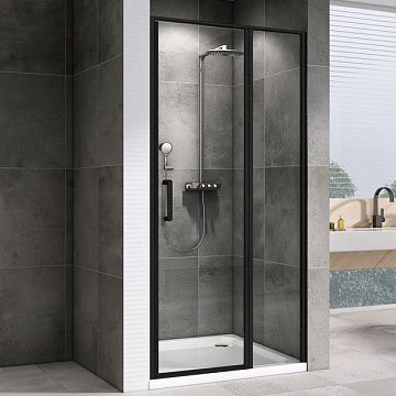 Душевая дверь в нишу Abber Sonnenstrand AG04120BS 120 см, профиль черный, стекло прозрачное